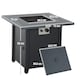 image 3 of Outsunny Square Propane Gas Fire Pit Table, 40000 BTU Rattan Smokeless Firepit Patio Heater with Lava Rocks and Lid, 71cm x 71cm x 62cm, Dark Grey