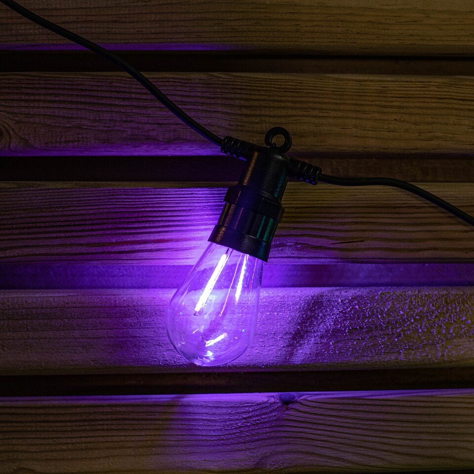 image 1 of Set of 20 Indoor Outdoor Connectable Vintage Festoon Lights with Multi-Coloured LEDs