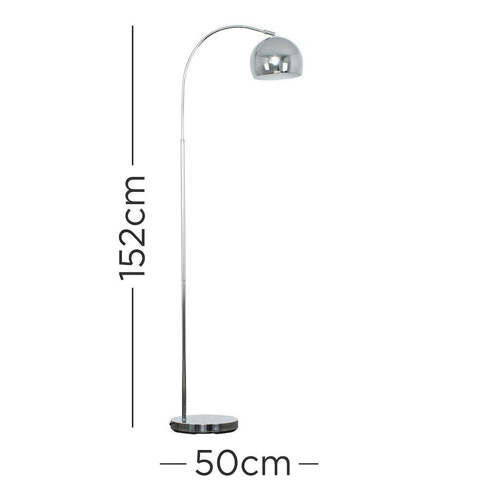 image 1 of ValueLights Curva Polished Silver Floor Lamp with Silver Dome Shade and LED Bulb Silver