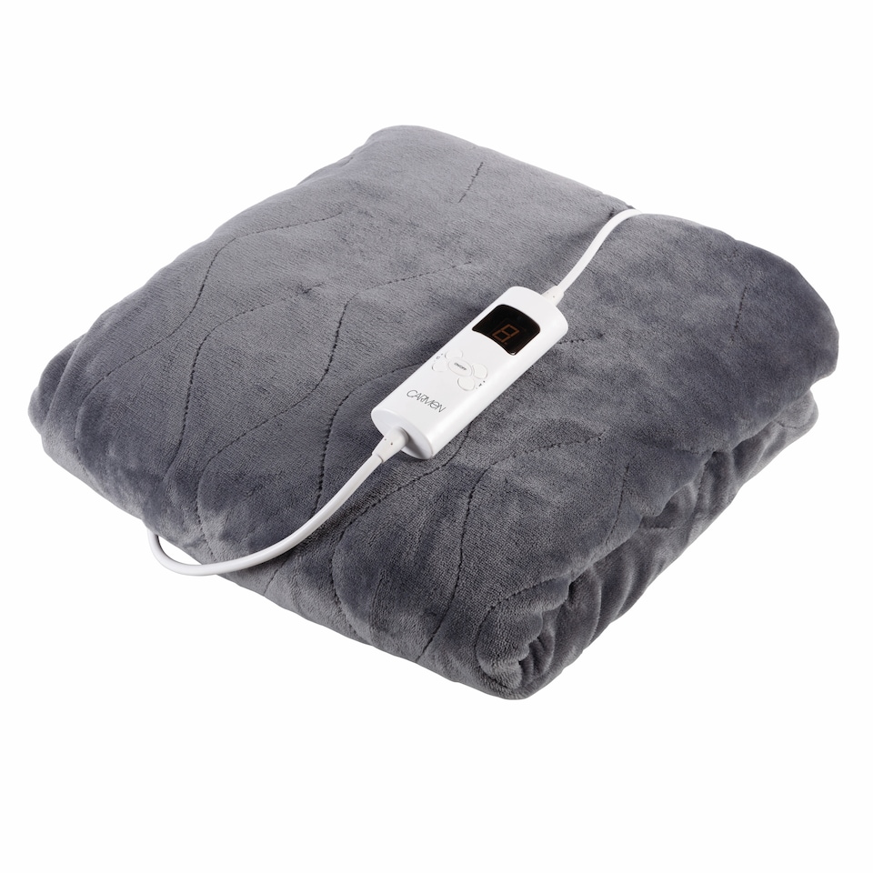 image 1 of Fleece Electric Over Blanket 160cm x 130cm Grey