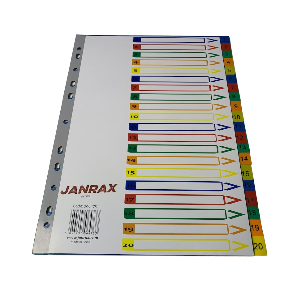 image 1 of A4 20 Part Polypropylene Dividers with Reinforced Index Cover