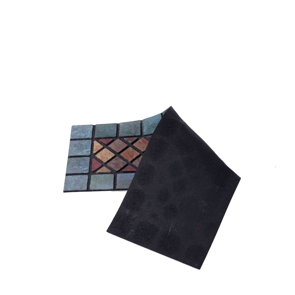image 1 of Nicoman Rubber Elegant Blue Tile Narrow Doormat - 75x25cm Pack of 2