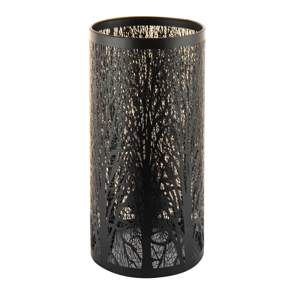 image 1 of Unique and Modern Matte Black Metal Forest Design Table Lamp with Cable Switch | Black