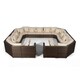 image 5 of Santorini Modular 13 Seat Rattan Conversation Set With 2 Coffee Tables Brown | Ivory