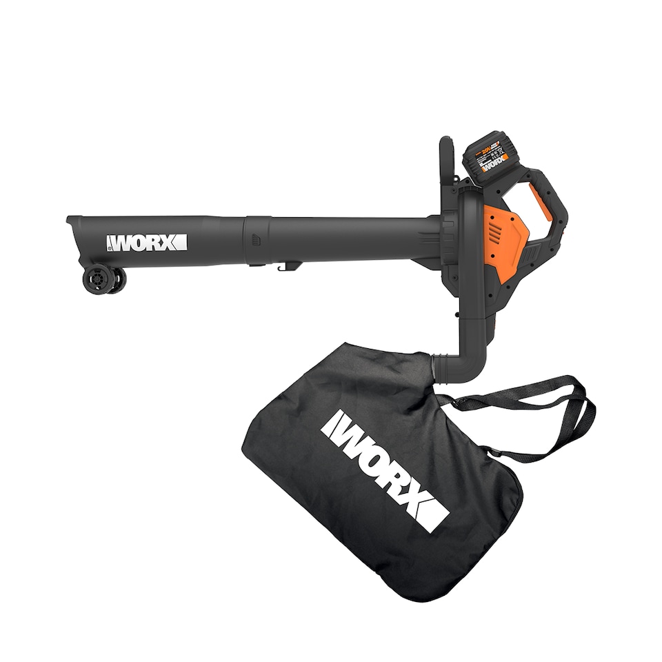 image 1 of WORX 40V cordless brushless leaf blower and vacuum with collection bag - with 2 4AH battery and charger WG583E