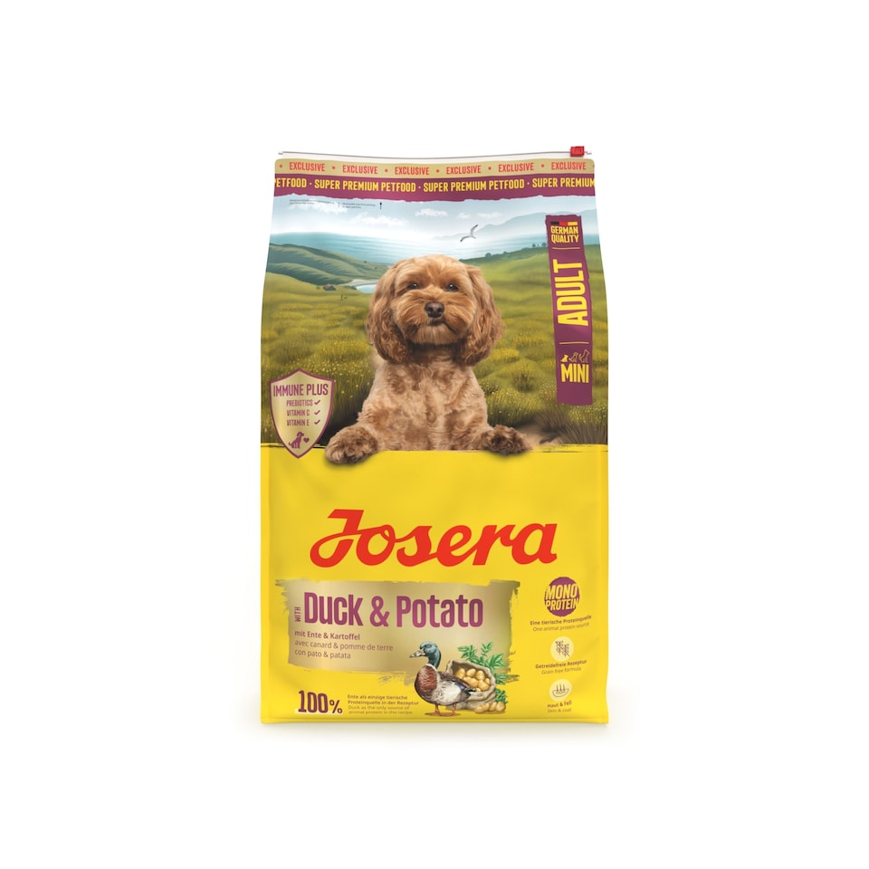 image 1 of Josera Mini Adult Duck & Potato | Grain free | Single meat protein | Complete dry food for toy & small breed dogs | Immune Plus | Skin & Coat | 10kg