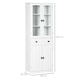 image 5 of HOMCOM Kitchen Cupboard, Freestanding Storage Cabinet with 2 Adjustable Shelves, Drawer and Glass Door for Living Room, Dining Room, 160cm, White