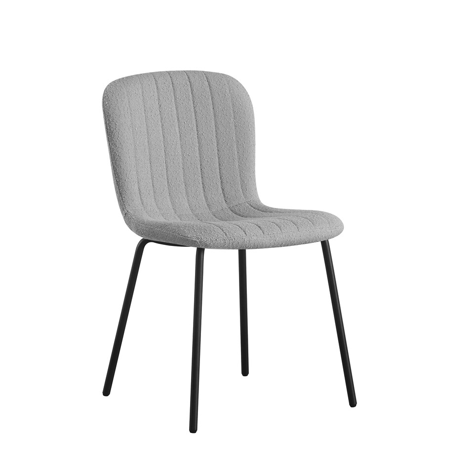 image 1 of Set of 2 Teddy Faux Fur Stitched Design Dining Chairs Light Grey Bella by MCC