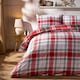 image 2 of OHS Traditional Christmas Check Brushed Cotton Duvet Cover Set | Red | Double