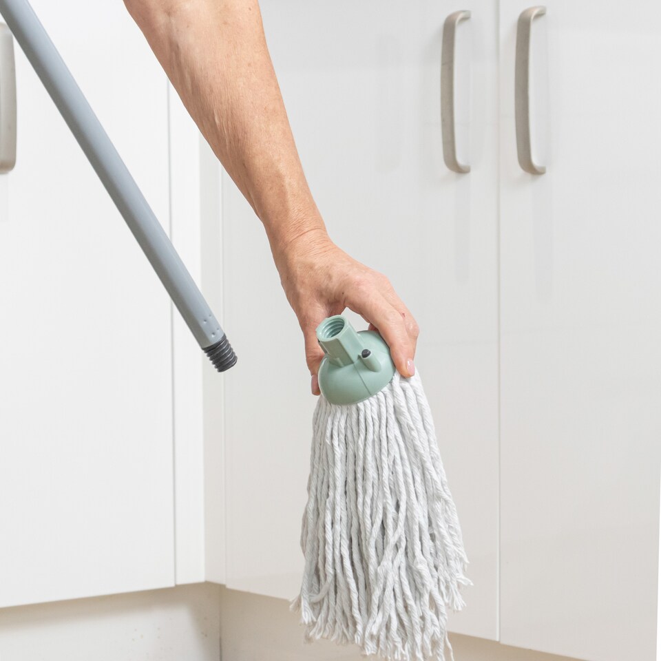 image 1 of JVL String Mop with 2 Replacement Heads, Green