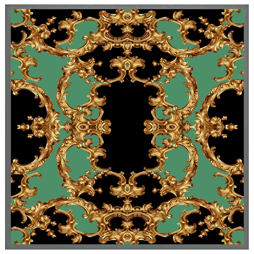 image 1 of Black & green baroque (Picutre Frame) White | XL