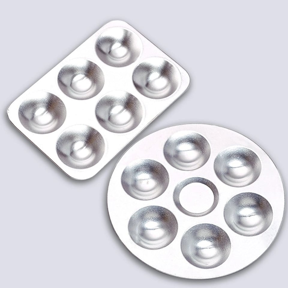 image 1 of 13.5 x 9cm Aluminium Painting 6 Well Paint Palette