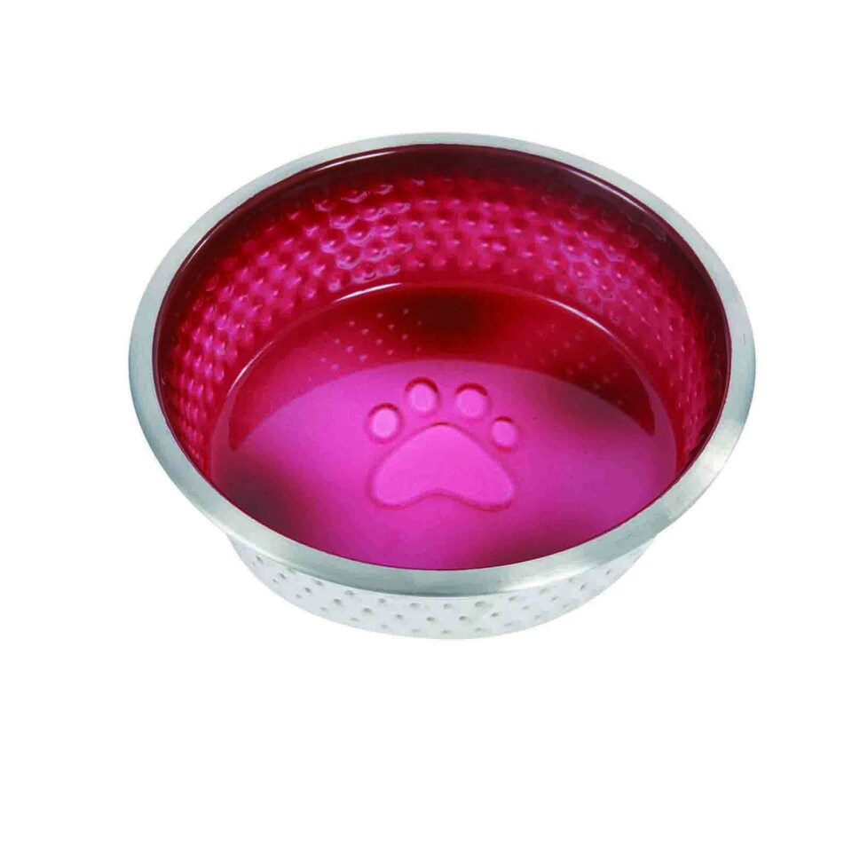 Weatherbeeta Non-slip Stainless Steel Shade Dog Bowl - Magenta - 13cm