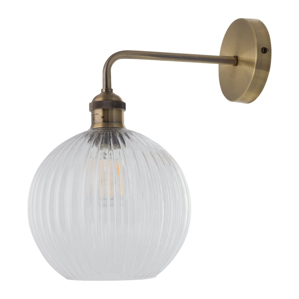 image 1 of Set of 2 Isaac - Antique Brass Wall Lamps | Yellow | 2