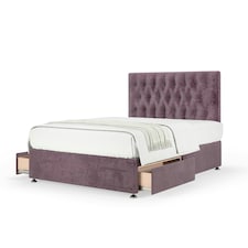 Memory Maestro Memory Foam Mauve Naples Velvet 2 Drawer Divan Set And Lona Headboard Small Double