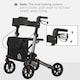 image 8 of HOMCOM 4 Wheel Rollator Walker,  Adjustable Mobility Walker with Bag, Silver