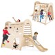 image 8 of COSTWAY 8-in-1 Indoor Jungle Gym Wooden Playground with Climbing Wall-Natural