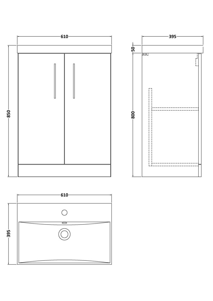 image 1 of Balterley Floor Standing 2 Soft Close Door & Bathroom Vanity Unit Basin | Blue | Midnight Blue | 850 x 610 x 395mm