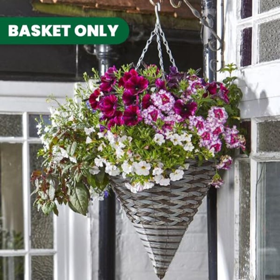 image 1 of Marco Paul Slate Rattan Cone Having Basket 14" Grey