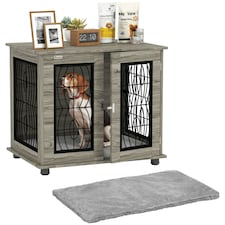 PawHut Dog Crate Furniture, End Table for Medium Dogs w/ Cushion