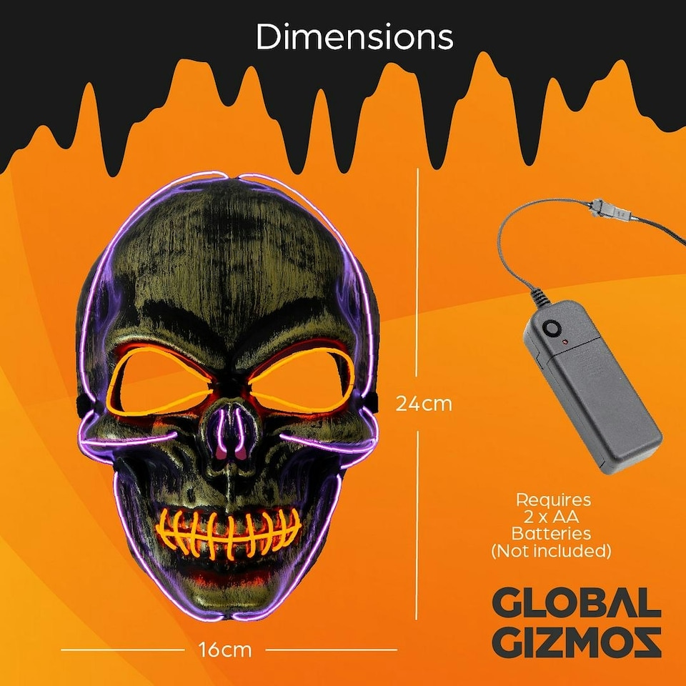 image 1 of Global Gizmos 45979 LED Halloween Skull Mask