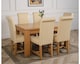 image 4 of Dakota 152 x 87cm Medium Oak Dining Table and 6 Washington Leather Chairs | Cream | Cream