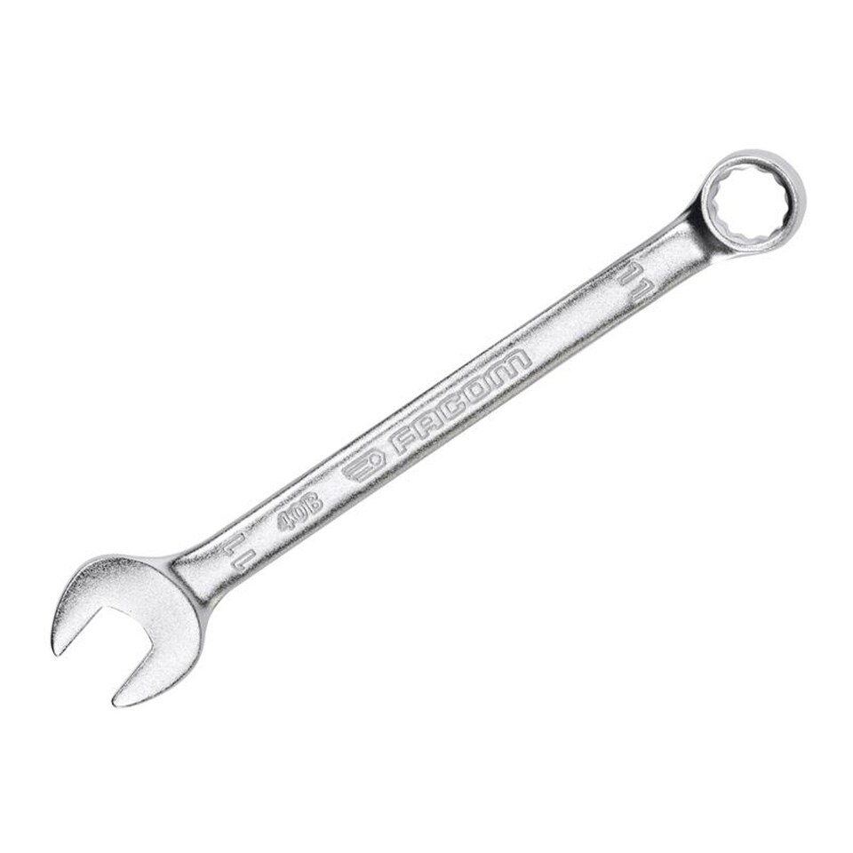 Facom 40B.11 Slim Metric Combination Spanner 11mm - 12-Point OGV, 15  Degree Offset, Matt Chrome Finish