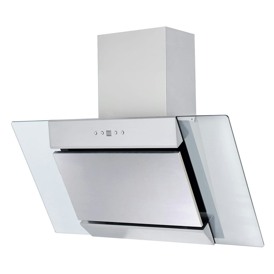image 1 of SIA AGL91SS 90cm Angled Stainless Steel And Glass Chimney Cooker Hood Kitchen Extractor Fan With LED Lights