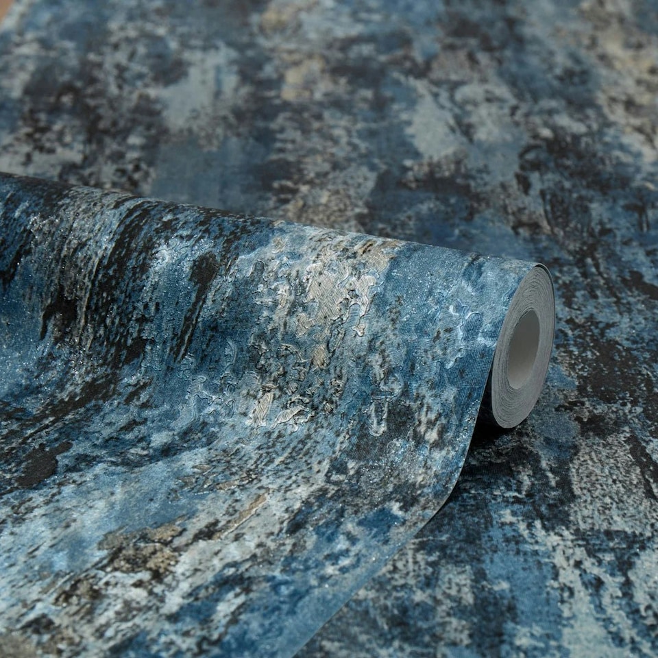 image 1 of Nova Metallic Wallpaper in Blue and Silver Multi