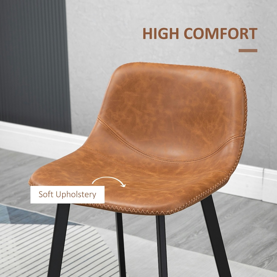 image 1 of HOMCOM Industrial Bar Stools Set of 2, Bar Chairs, Brown