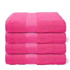 OHS 4 x Luxury 100% Cotton 500GSM Bathroom Bath Sheet Towel Pink | Bright Pink | Bath sheet
