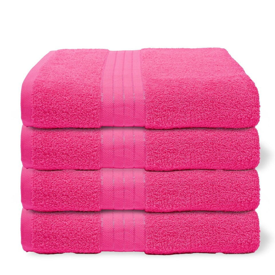 image 1 of OHS 4 x Luxury 100% Cotton 500GSM Bathroom Bath Sheet Towel Pink | Bright Pink | Bath sheet