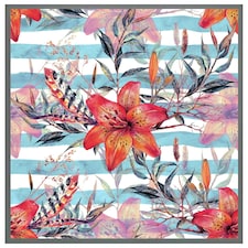 Bouquet of watercolour tiger lilies (Picutre Frame) Grey | XS