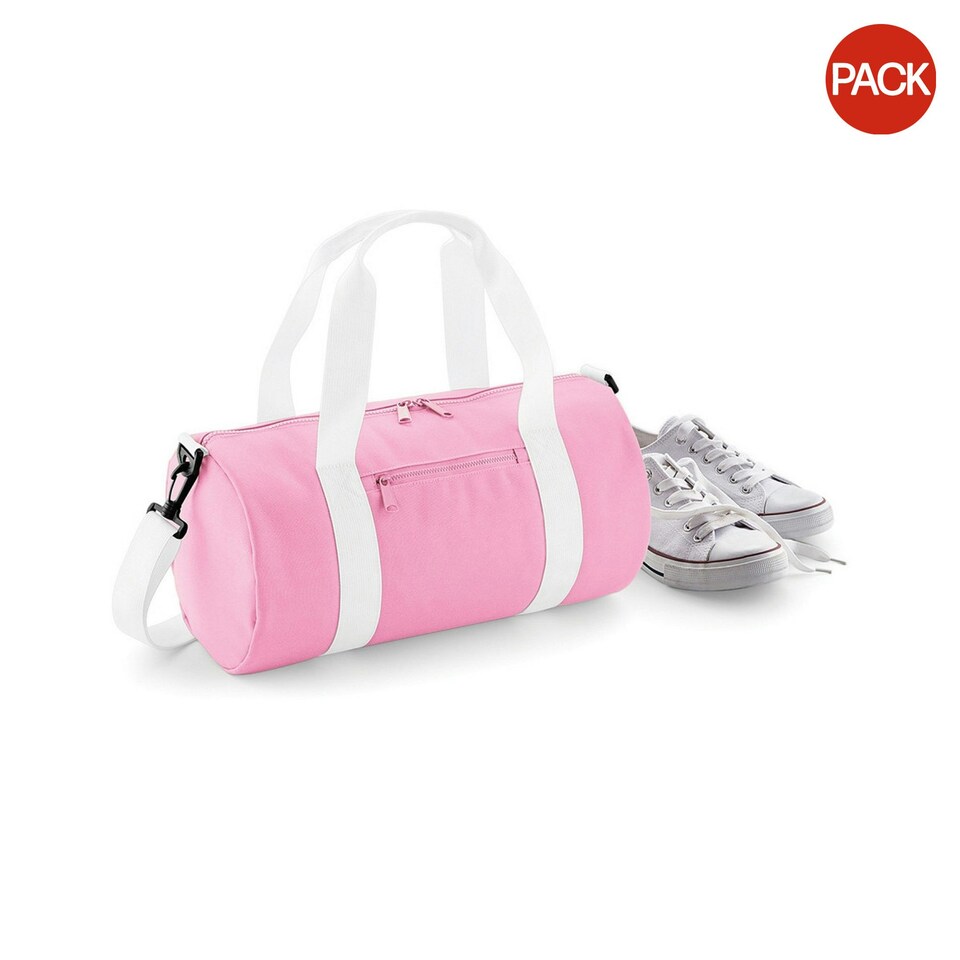image 1 of Bagbase Mini Barrel Shoulder Bag (Pack of 2) - Classic Pink/White - One Size Pink