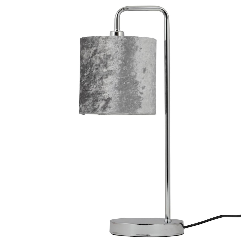 image 1 of Grey Crushed Velvet 15.5cm Table Lamp Shade | Grey | Small | 1