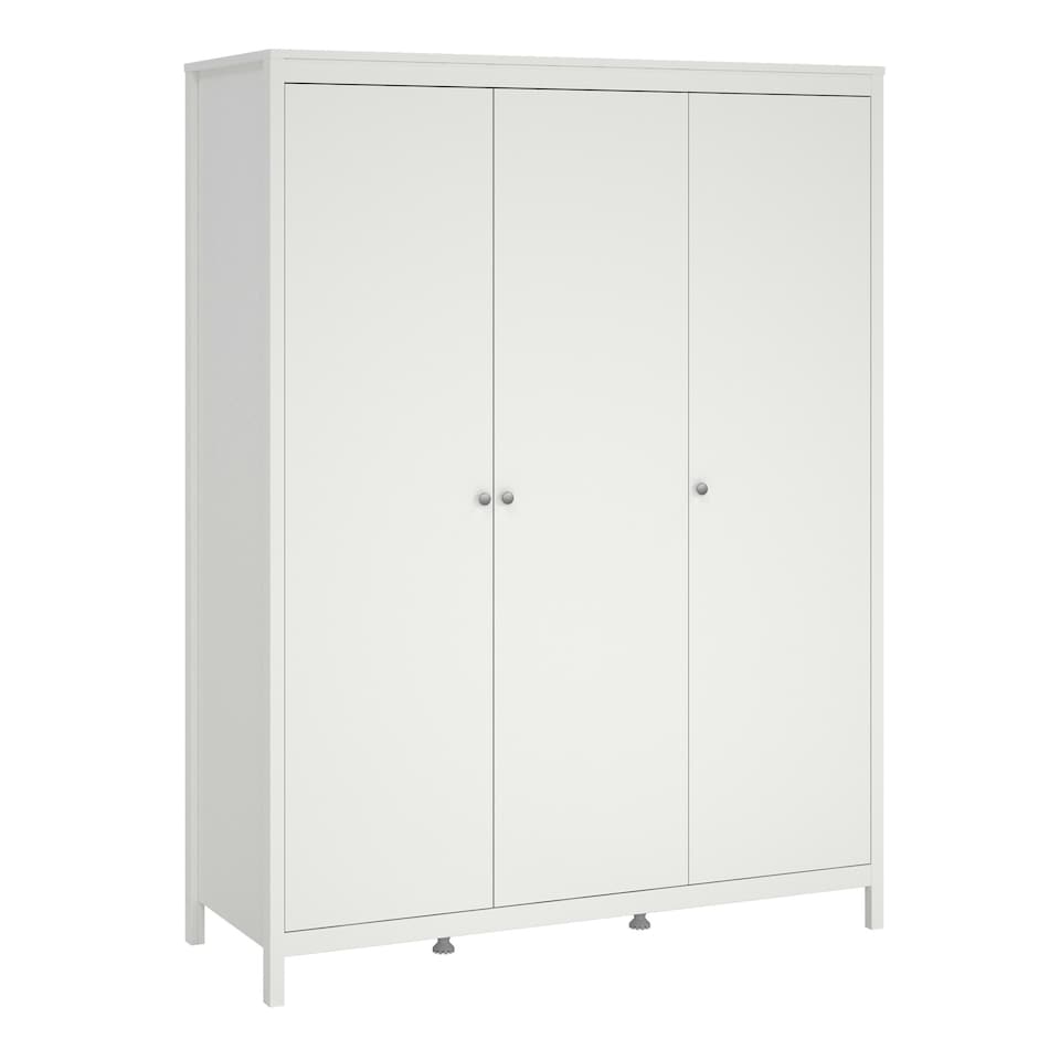 image 1 of Madrid 3 Piece Bundle, Bedside, Chest and 3 Door Wardrobe in White