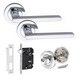 image 1 of Golden Grace Leon Design Bathroom Classic Door Handles Set in Polished Chrome with Thumbturn and Mortise Lock Chrome