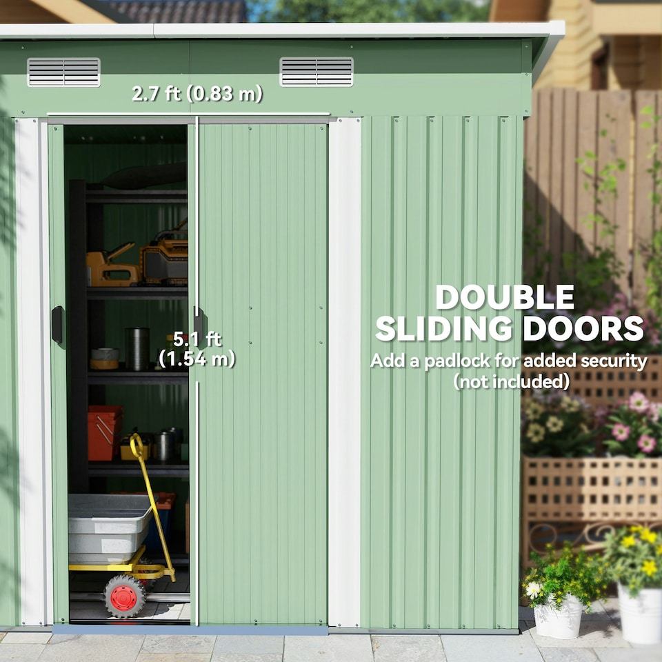 image 1 of Outsunny 7 x 4ft Outdoor Garden Storage Shed for Backyard Patio Light Green