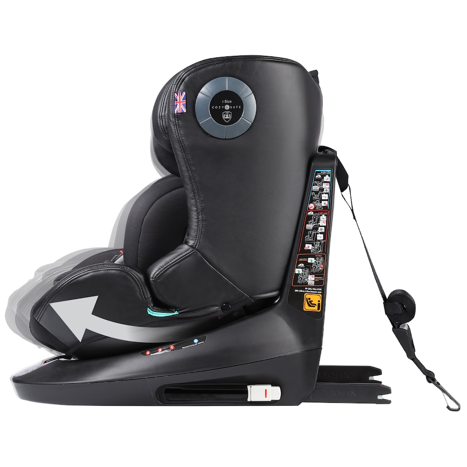 image 1 of Cozy N Safe Comet+ i-Size 360 Rotating Car Seat 40-150cm, ISOFix & Top Tether, Extended Rear & Forward Facing, Side Impact Protection, Adjustable Headrest, Birth to 12 Years (Jet)