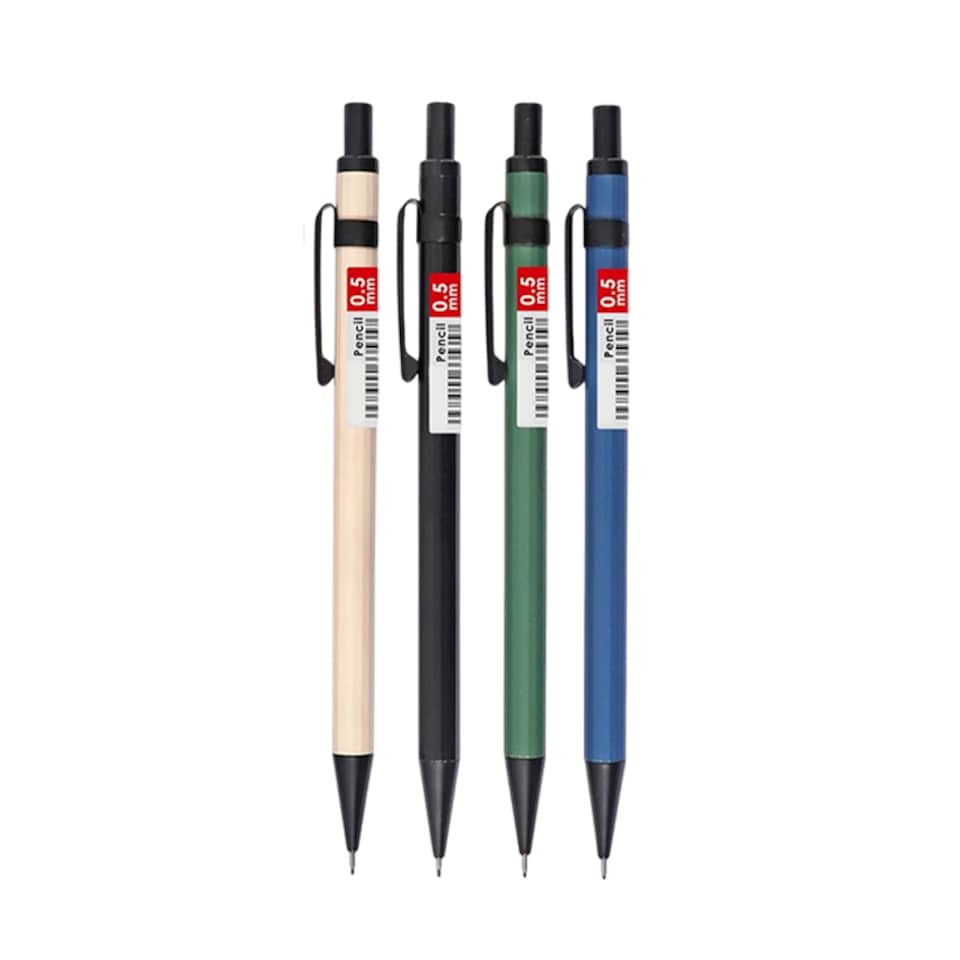 image 1 of Pack of 4 0.5mm Metal Mechanical Pencils With Eraser