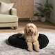 image 2 of OHS Ribbed Round Plush Plump Soft Warm Cosy Pet Dog Cat Cushioned Donut Bed Black | L