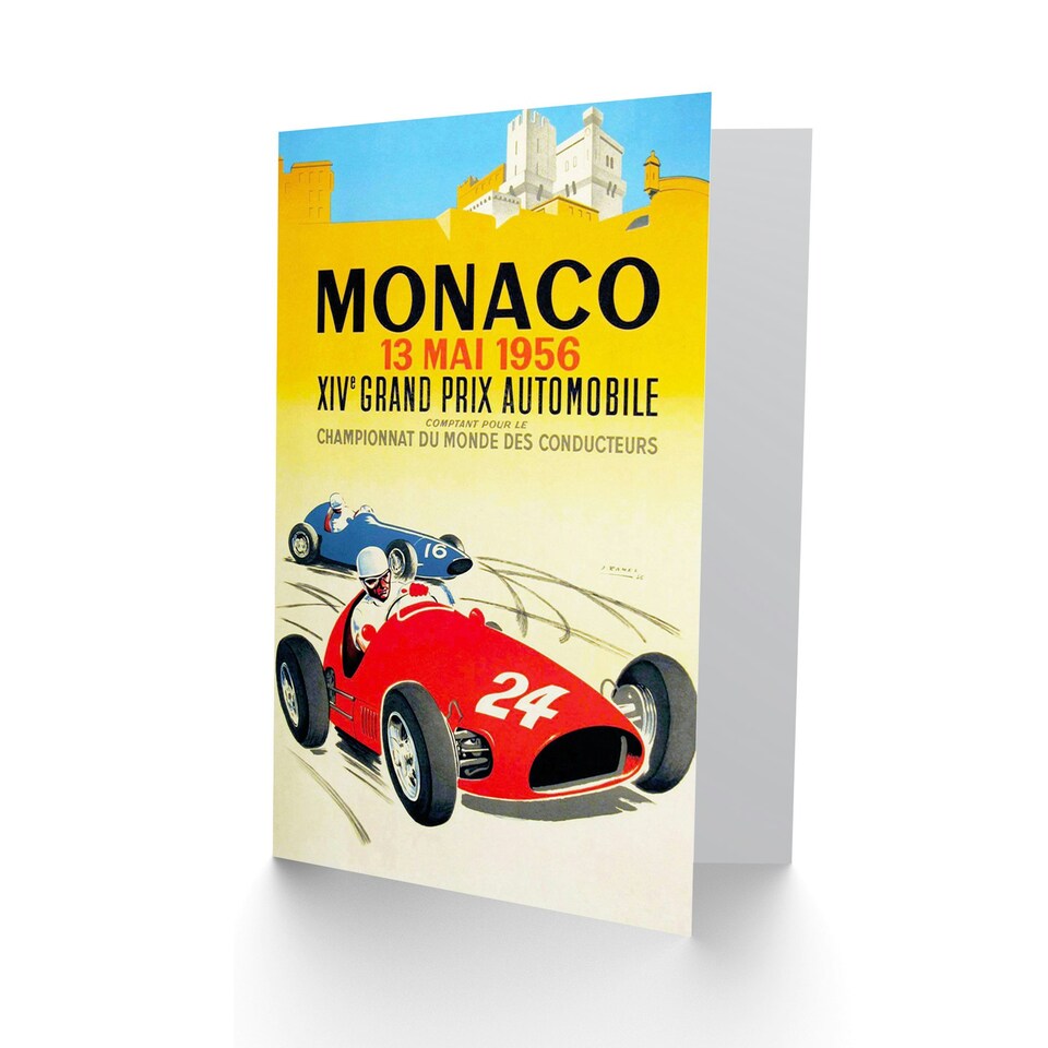 image 1 of Vintage Advert Grand Prix Automobile Race Monaco 1956 Greeting Card