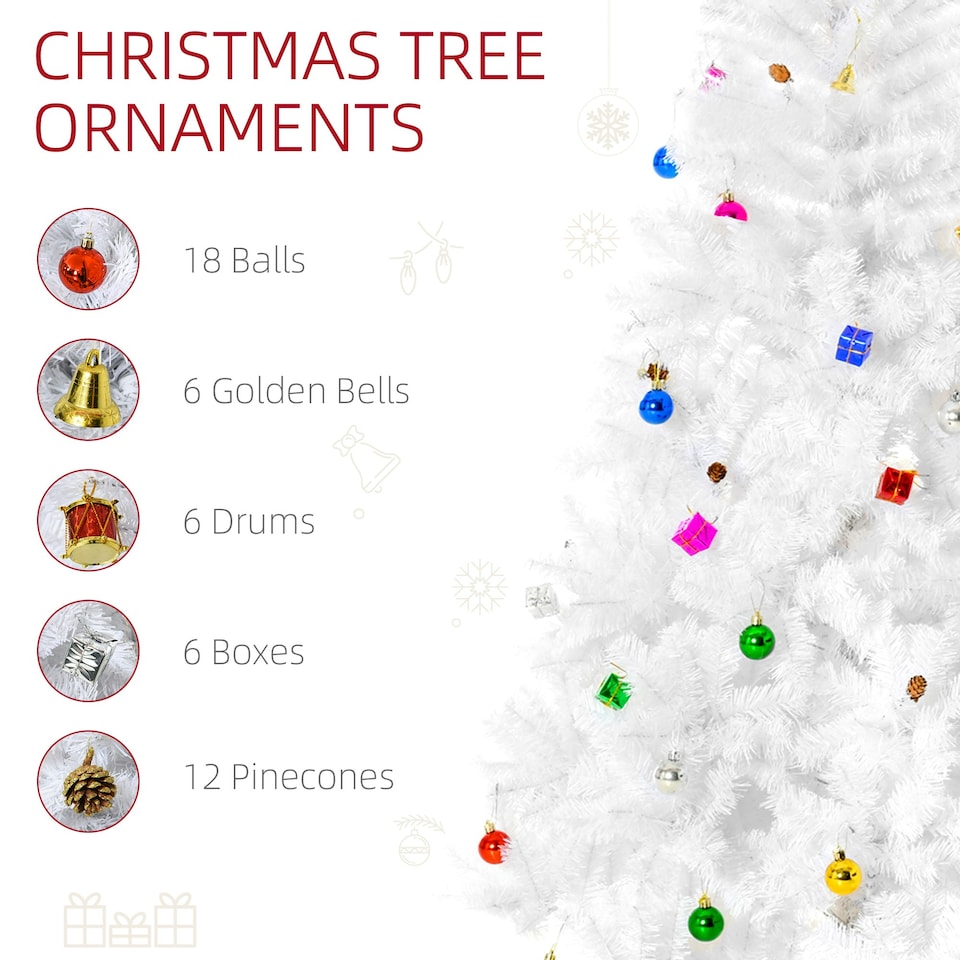 image 1 of HOMCOM 6ft Snow Artificial Christmas Tree w/ Metal Stand Decorations Home White