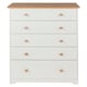 image 4 of Colorado Soft White 5 Drawer Chest - Painted Wood Bedroom Storage Cabinet with Oak Effect Top | White | White | 1