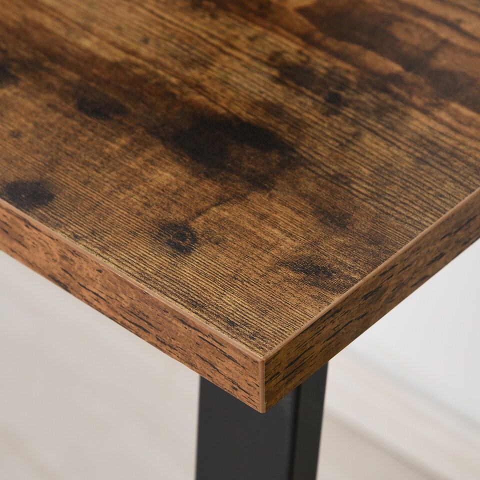 image 1 of HOMCOM Computer Table, Writing Desk with Steel Frame and Wood Top, Industrial Home Study Table, 115 x 58 x 74.5cm, Rustic Brown and Black