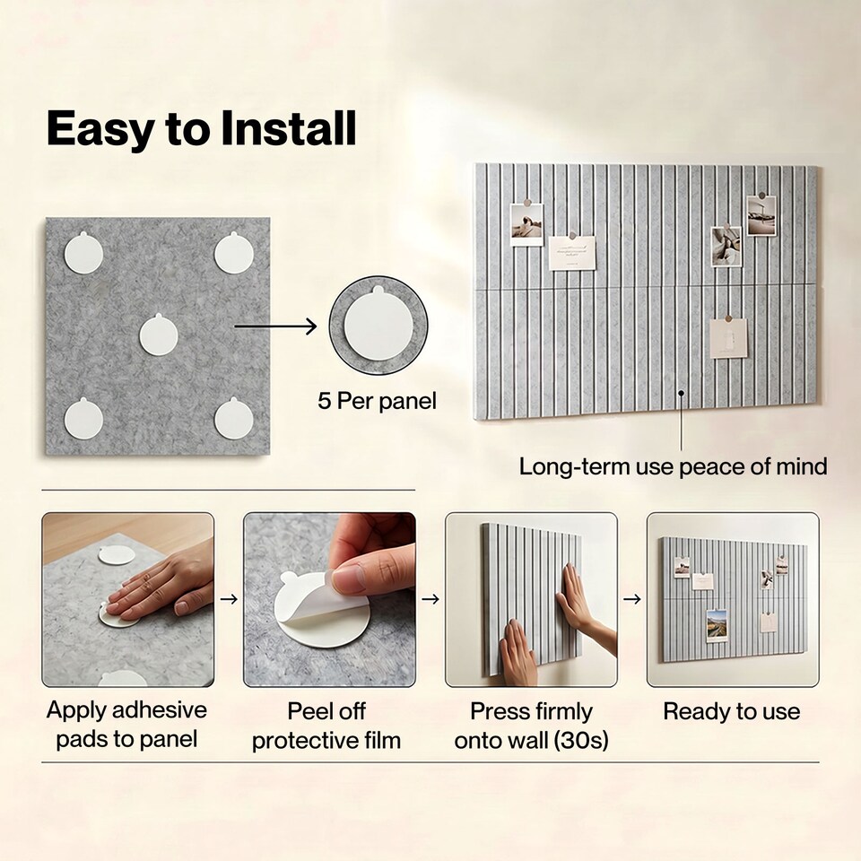 image 1 of Levede Felt Notice Board 12PCS Wall Tiles Pin Board Self Adhesive Grey 30x30cm