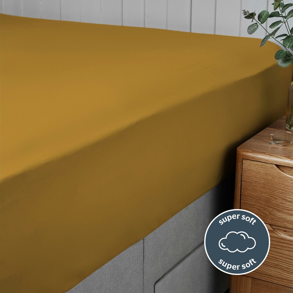 image 1 of Silentnight Supersoft Fitted Sheet Yellow | Ochre | Double