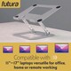 image 3 of Futura Laptop Stand Adjustable Portable Riser, Silver Foldable Aluminium Holder for MacBook AirPro and 11 to 17 inch Laptops | Silver | Silver | One Size | 1