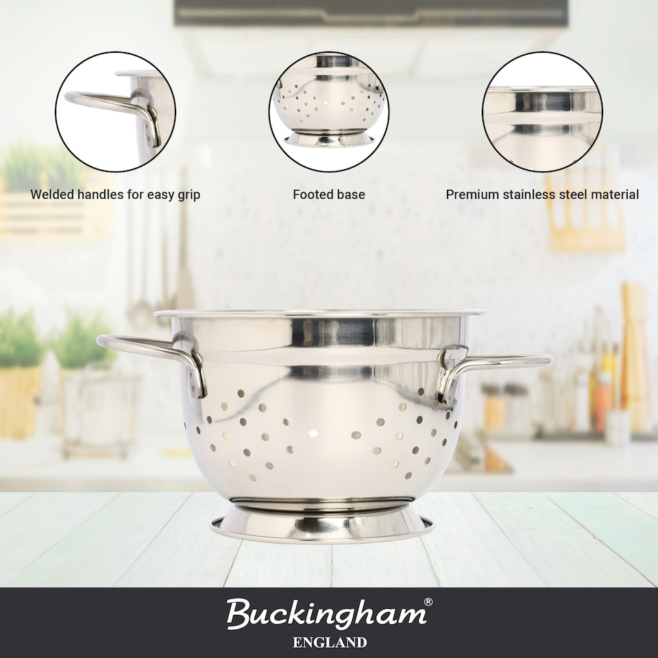 image 1 of Buckingham Premium Stainless Steel Deep Colander 1.5 Litre / 17.5 cm