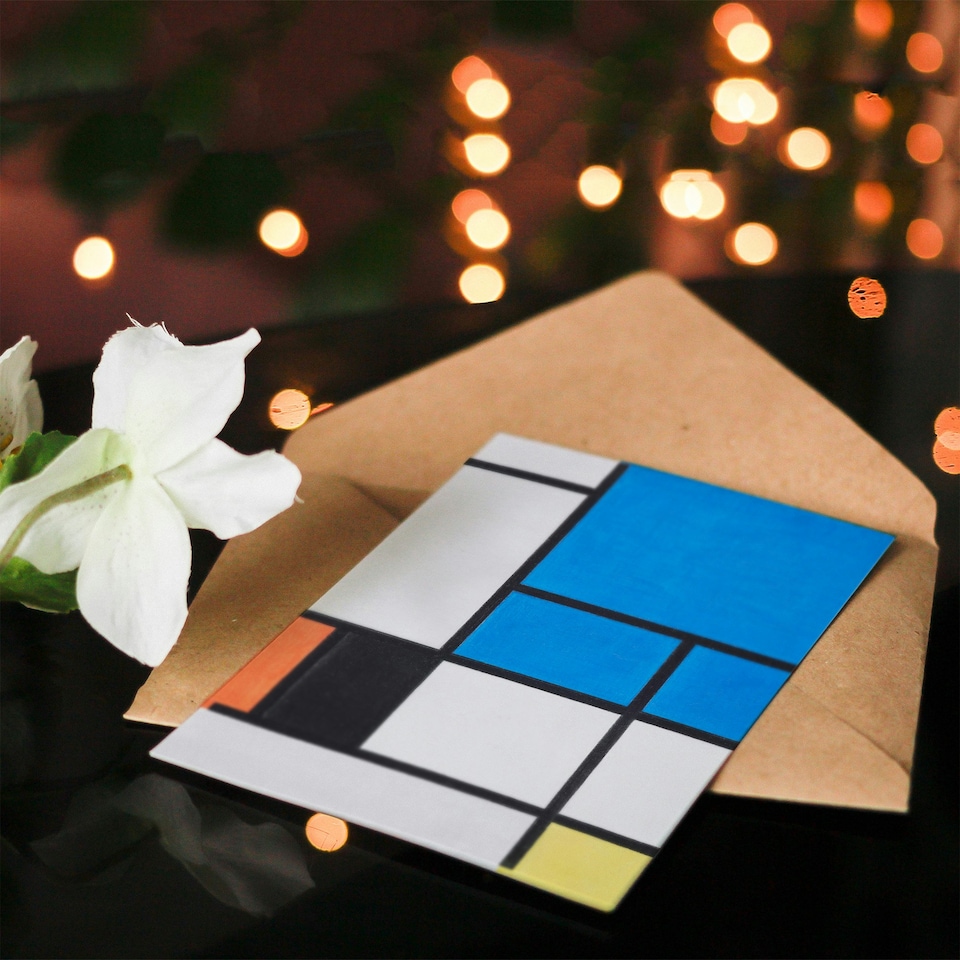 image 1 of Piet Mondrian Art Card Large Blue Plane Red Black Yellow Gray
